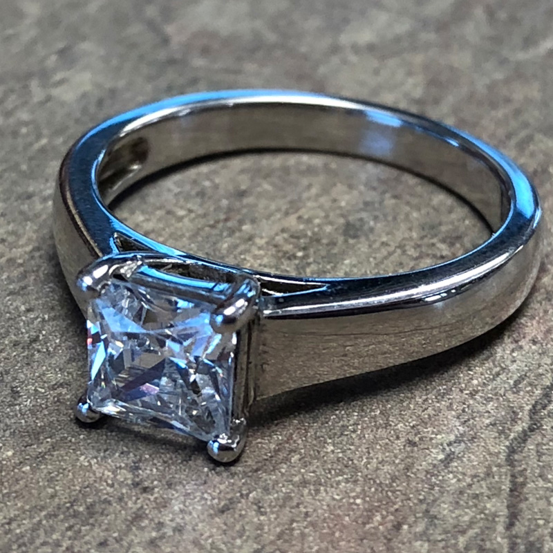 14K White Gold Princess Cut Solitaire Engagement Ring